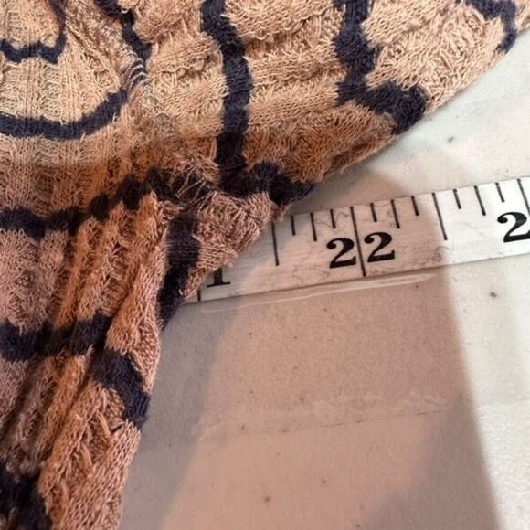 Free People Women's Striped Fringe Neck Thermal Peplum Top Brown Black Size XS - Picture 8 of 9